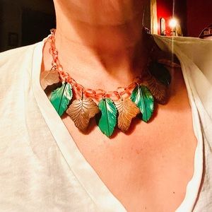 Vintage celluloid? Leaf necklace. Absolutely pristine.